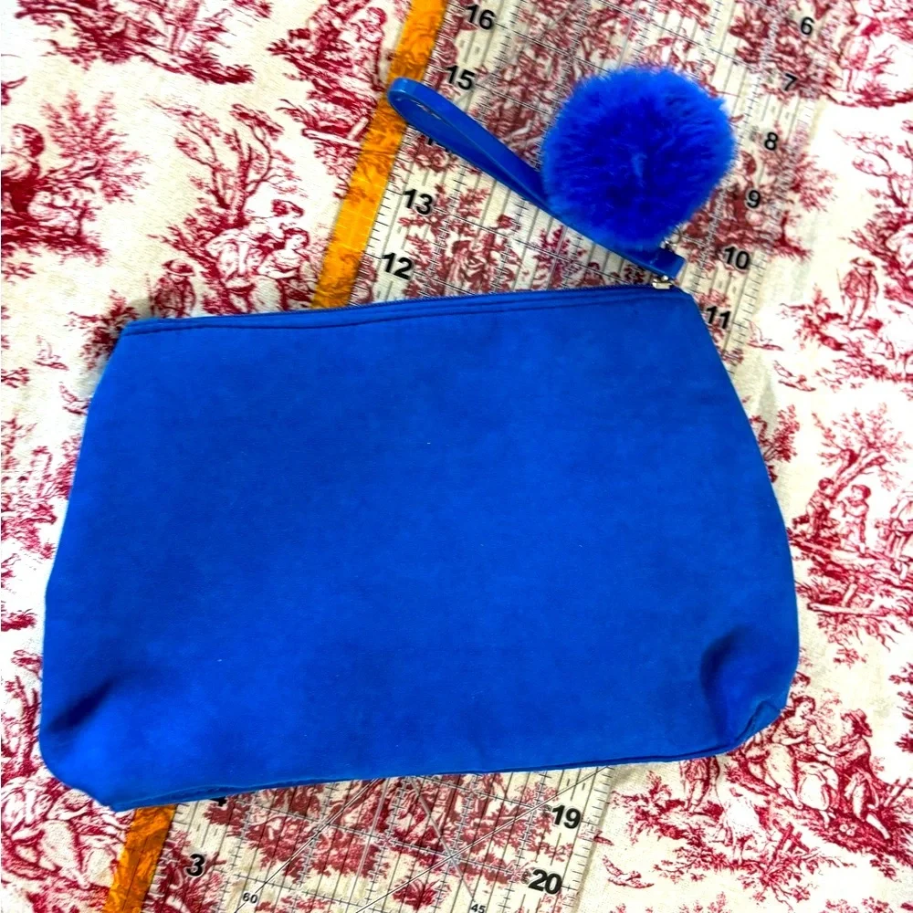 Lancome Cosmetic / Clutch Bag & Puffball keychain in 2026’s Primary Klein Blue!